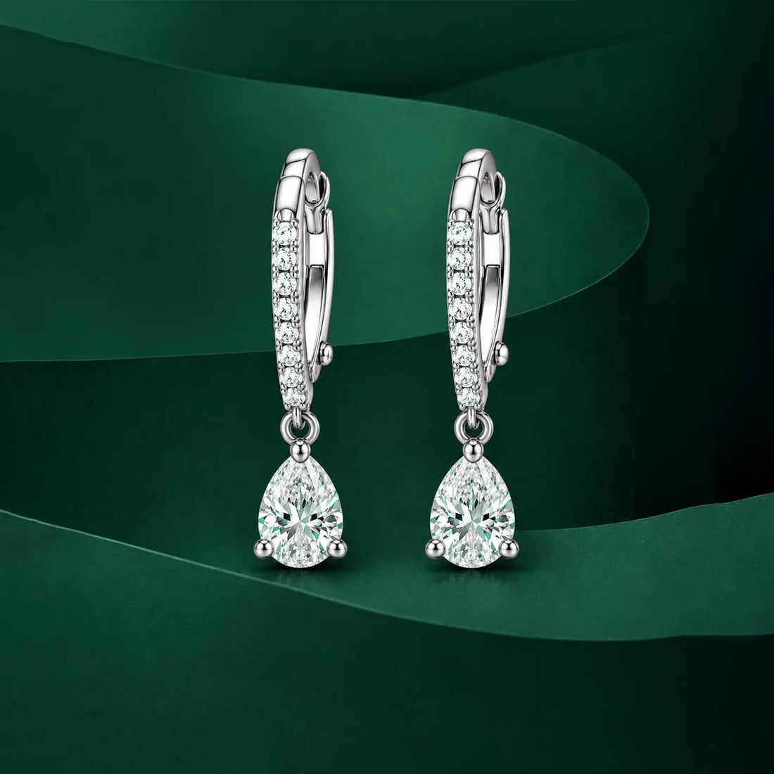 Elegant Teardrop Solitaire Silver Drop Earrings - Made With Pure 925 Silver