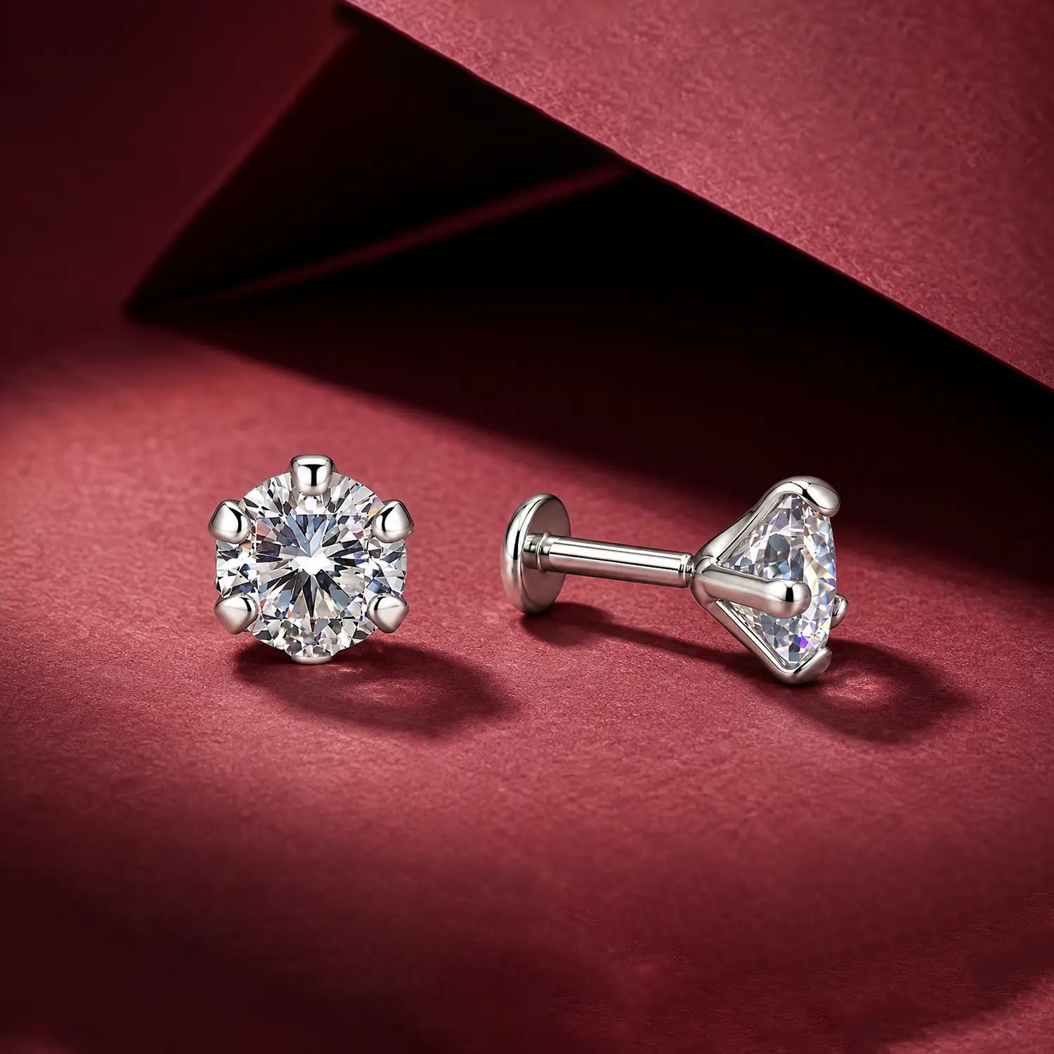Classic Round Solitaire 925 Silver Stud Earrings for Men - Made With Pure 925 Silver
