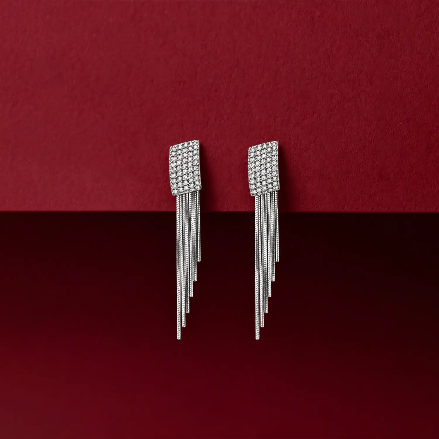 Elegant Crystal Fringe Silver Earrings - Made With Pure 925 Silver