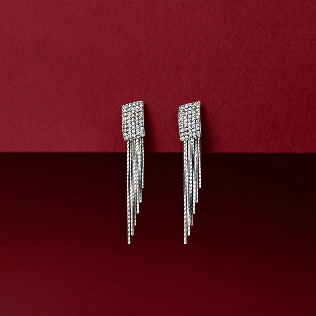 Elegant Crystal Fringe Silver Earrings - Made With Pure 925 Silver