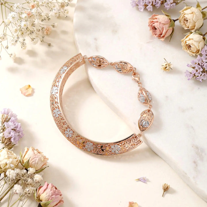 Royal Gold Finish Cutwork Pure Silver Bracelet- Made With Pure 925 Silver