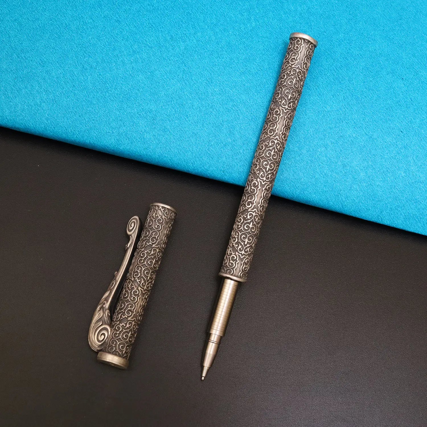 Antique Engraved Silver Pen - Made With Pure 925 Silver