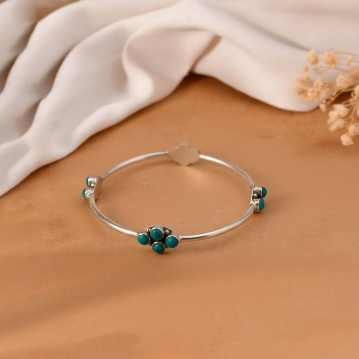 Turquoise Blossom Sterling Silver Bracelet - Made With Pure 925 Silver