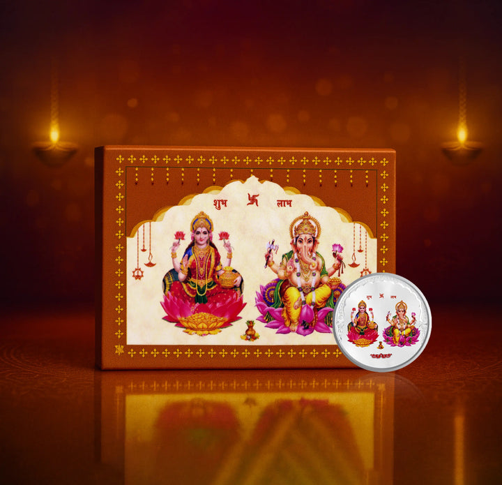 Lakshmi Maa & Lord Ganesha Pure Silver Coin  - Made With Pure 999 Silver