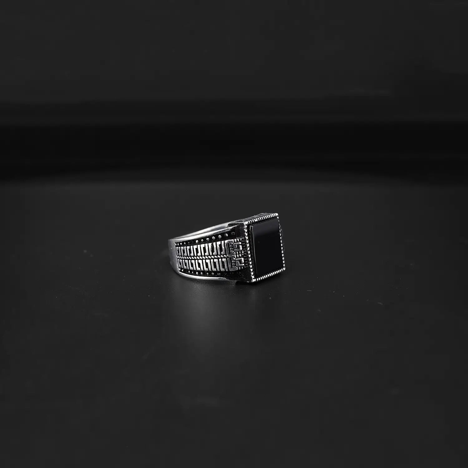Pure Silver Black Onyx Rectangle Ring- Made With Pure 925 Silver