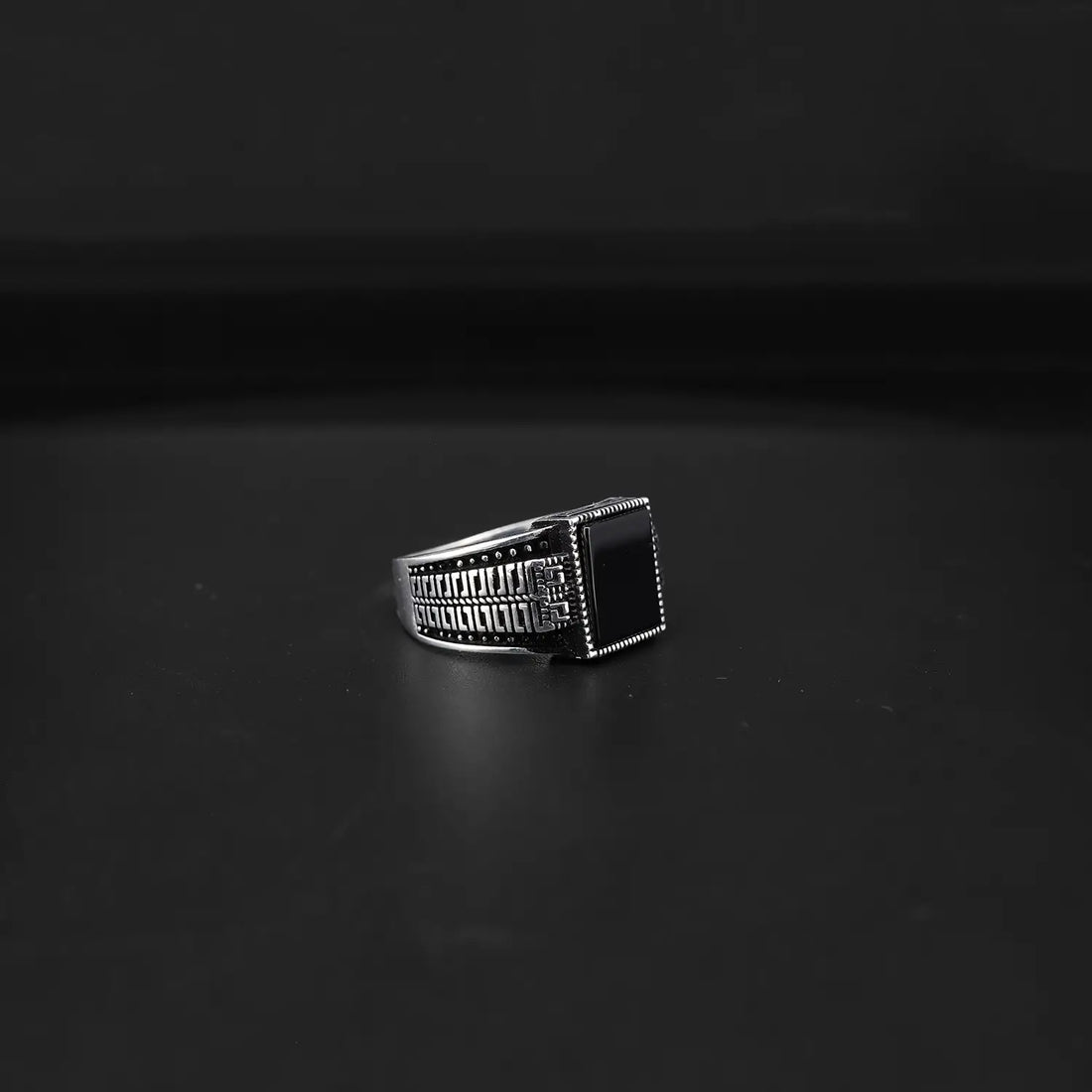 Pure Silver Black Onyx Rectangle Ring- Made With Pure 925 Silver