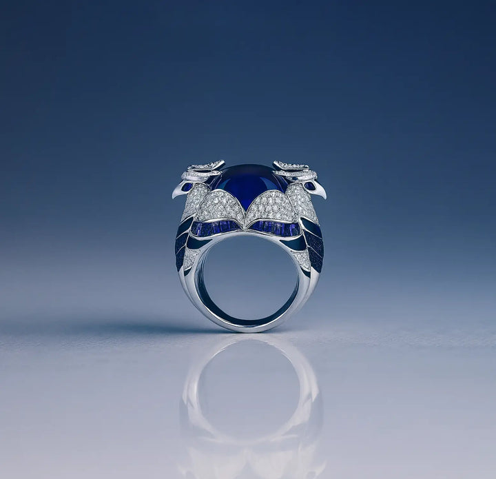 Pure Silver Blue Enamel & CZ Luxury Ring - Made With Pure 925 Silver
