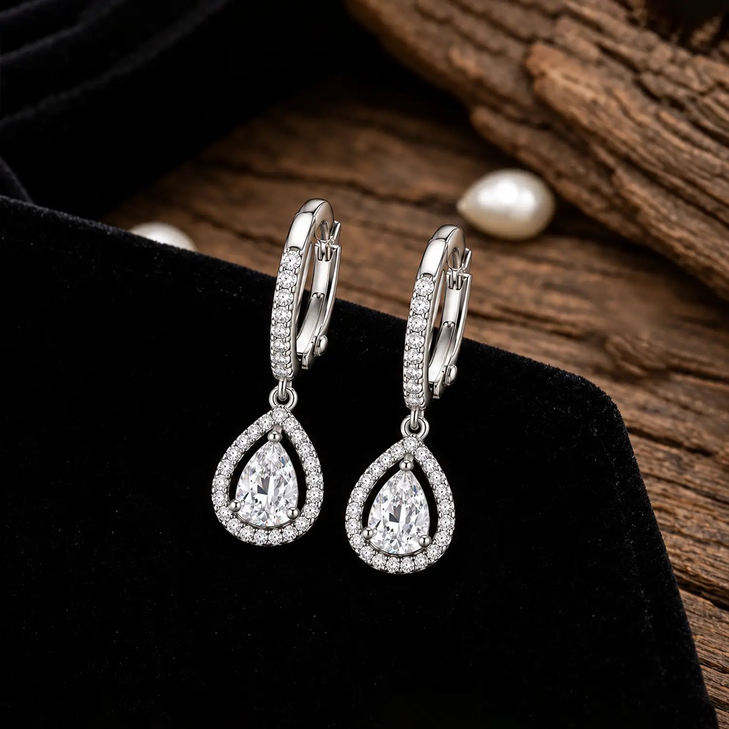 Elegant Teardrop Crystal Drop Silver Earrings - Made With Pure 925 Silver