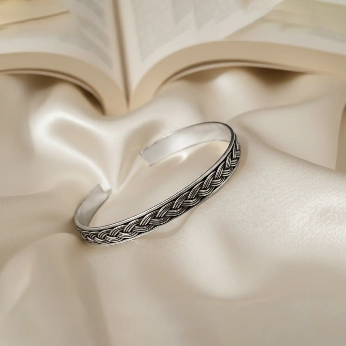 Classic Braided Oxidised Silver Cuff Bracelet - Made With Pure 925 Silver