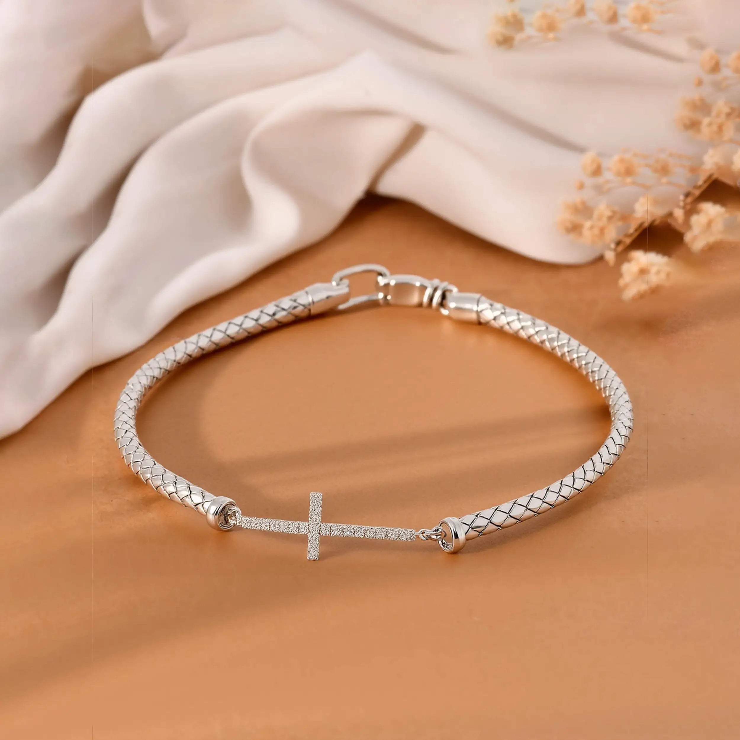 Classic Pure Silver Cross Bracelet- Made With Pure 925 Silver