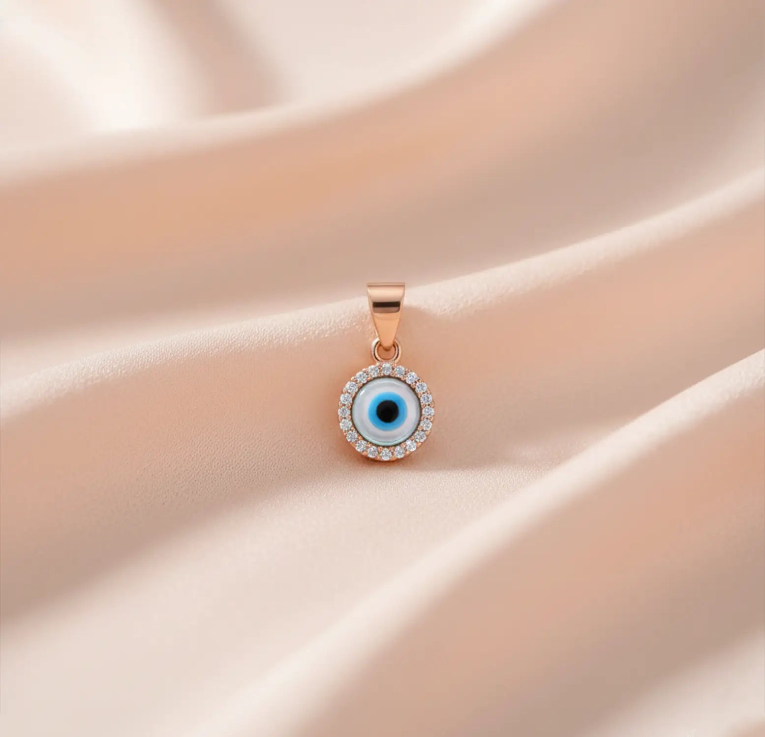 Rose Gold Plated Sterling Silver Evil Eye Pendant  - Made With Pure 925 Silver