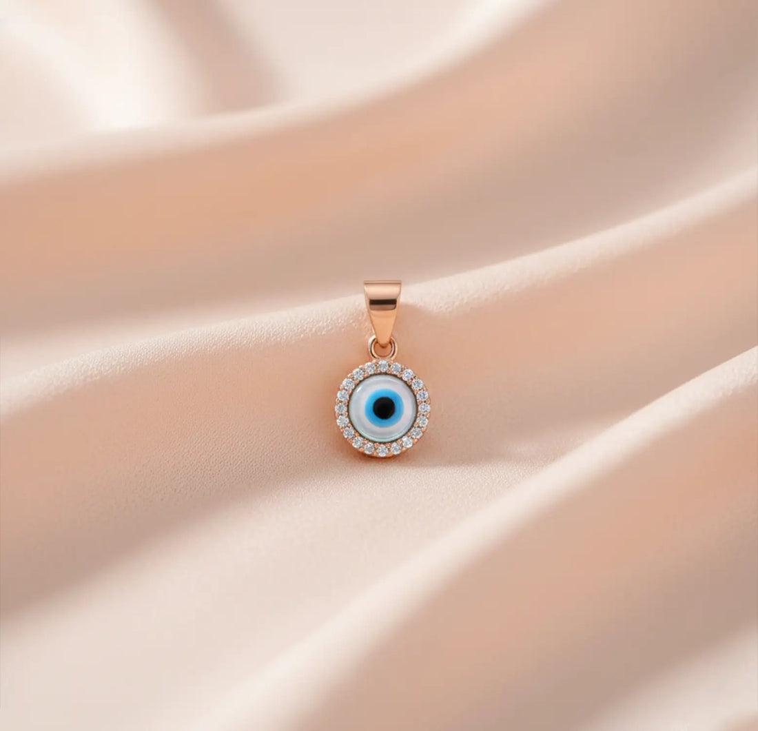 Rose Gold Plated Sterling Silver Evil Eye Pendant  - Made With Pure 925 Silver