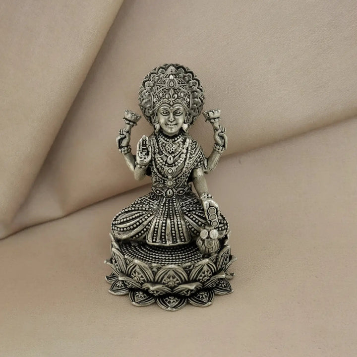 Antique pure Silver Goddess Lakshmi Idol- Made With Pure 925 Silver
