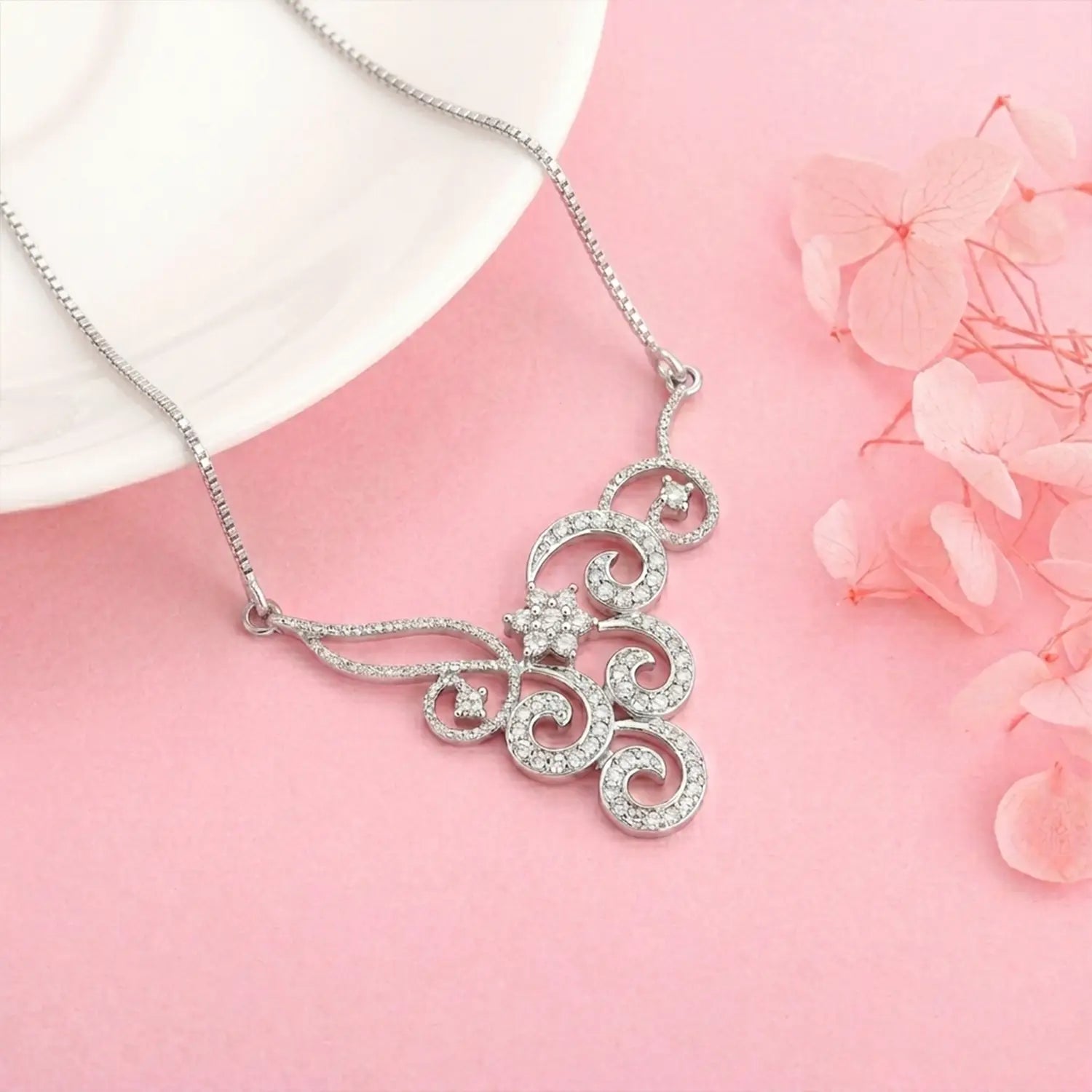 Elegant Swirl Pure Silver Mangalsutra - Made With Pure 925 Silver