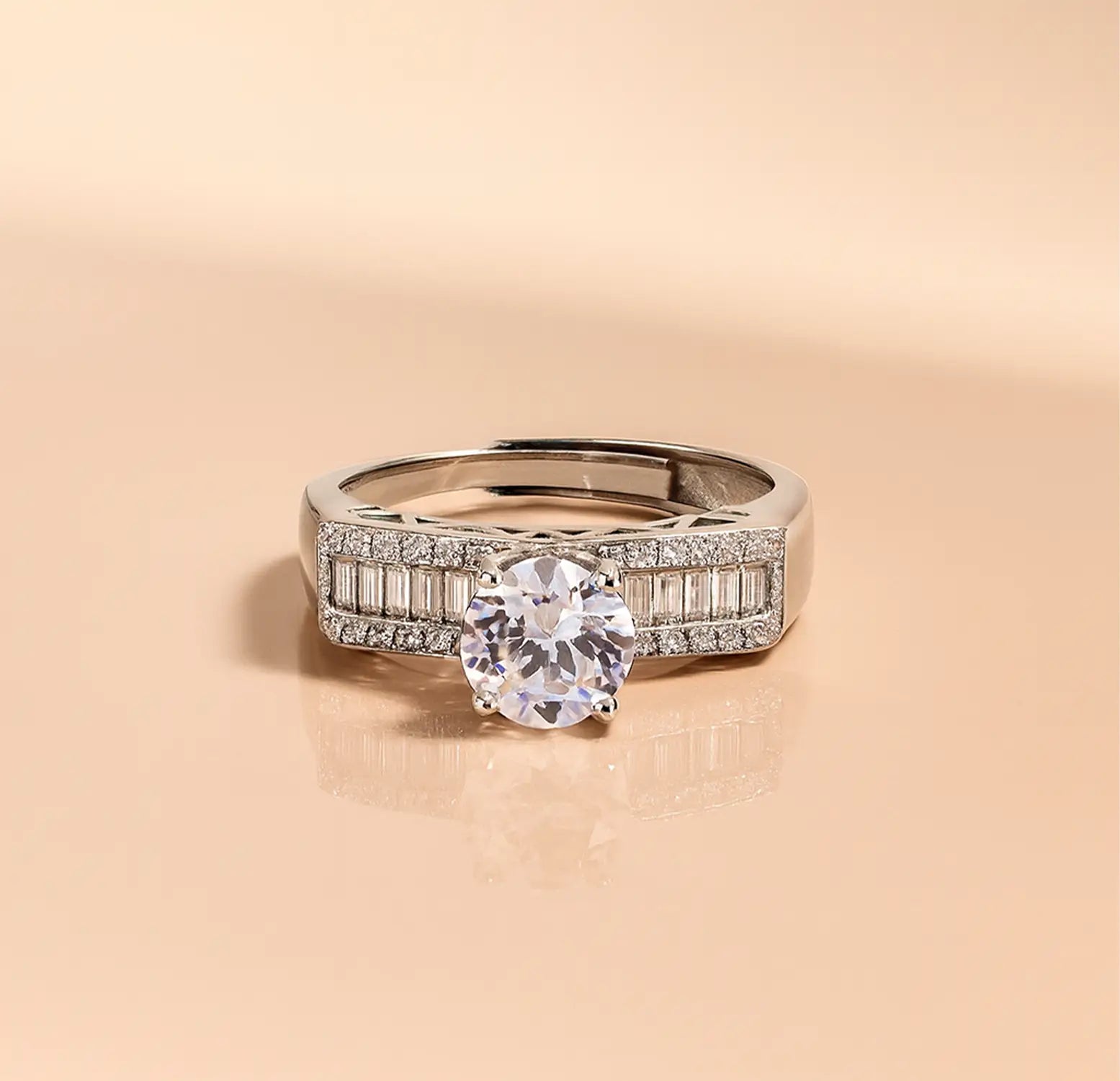 Radiant Solitaire Elegance Silver Ring - Made With Pure 925 Silver