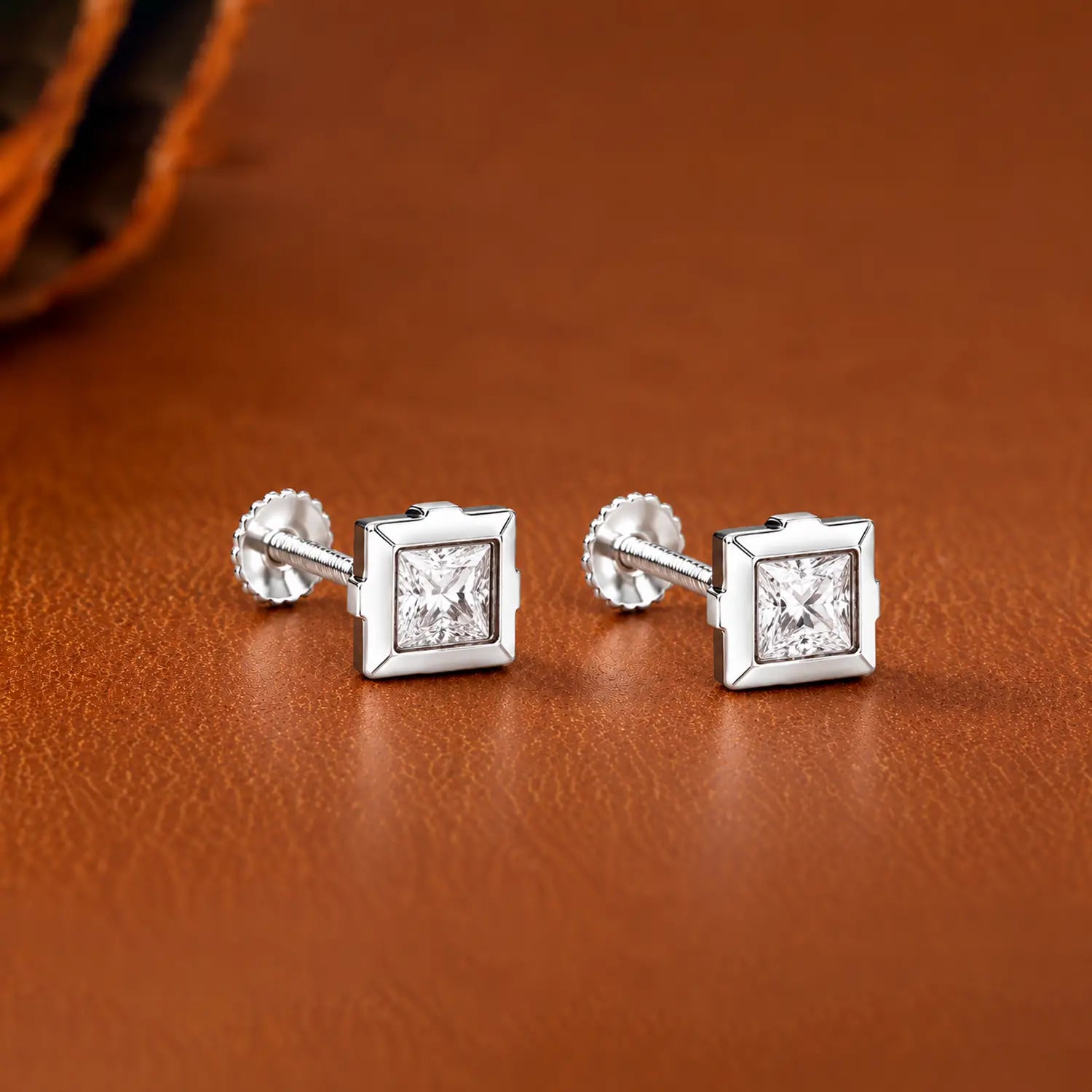 Black Stone Square Silver Stud Earrings - Made With Pure 925 Silver