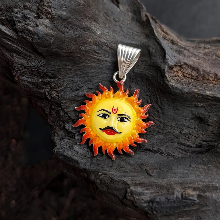 Divine Surya Dev Silver Pendant - Made With Pure 925 Silver