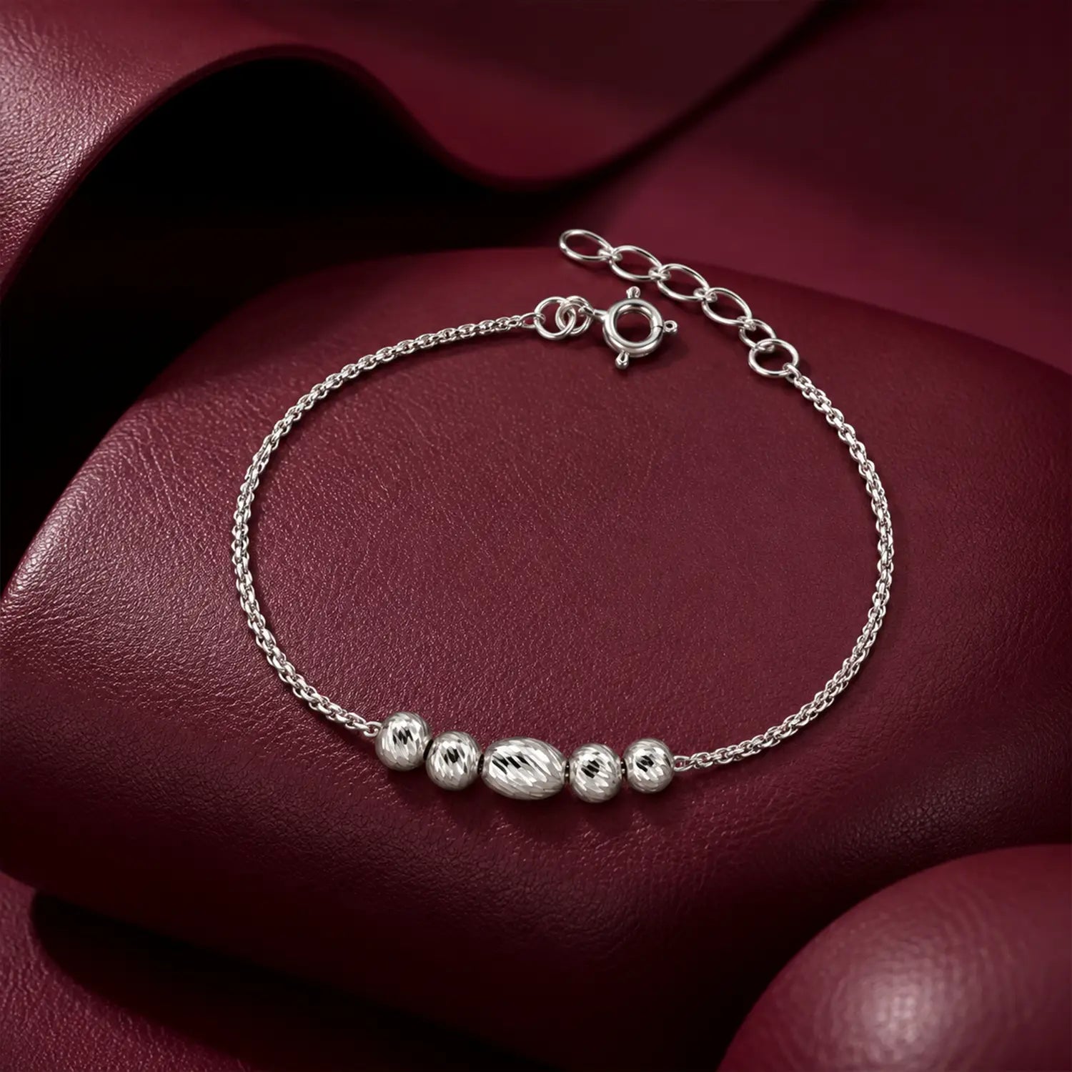 Textured Bead Bracelet – Elegant & Minimal Design - Made With Pure 925 Silver