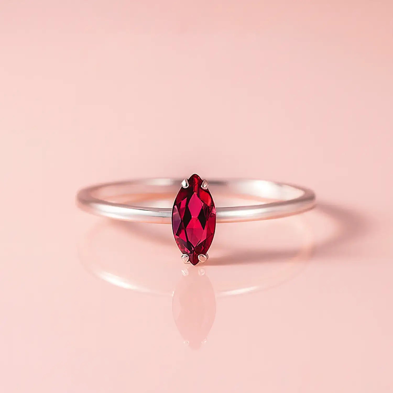 Dark Pink Stone Silver Ring - Made With Pure 925 Silver