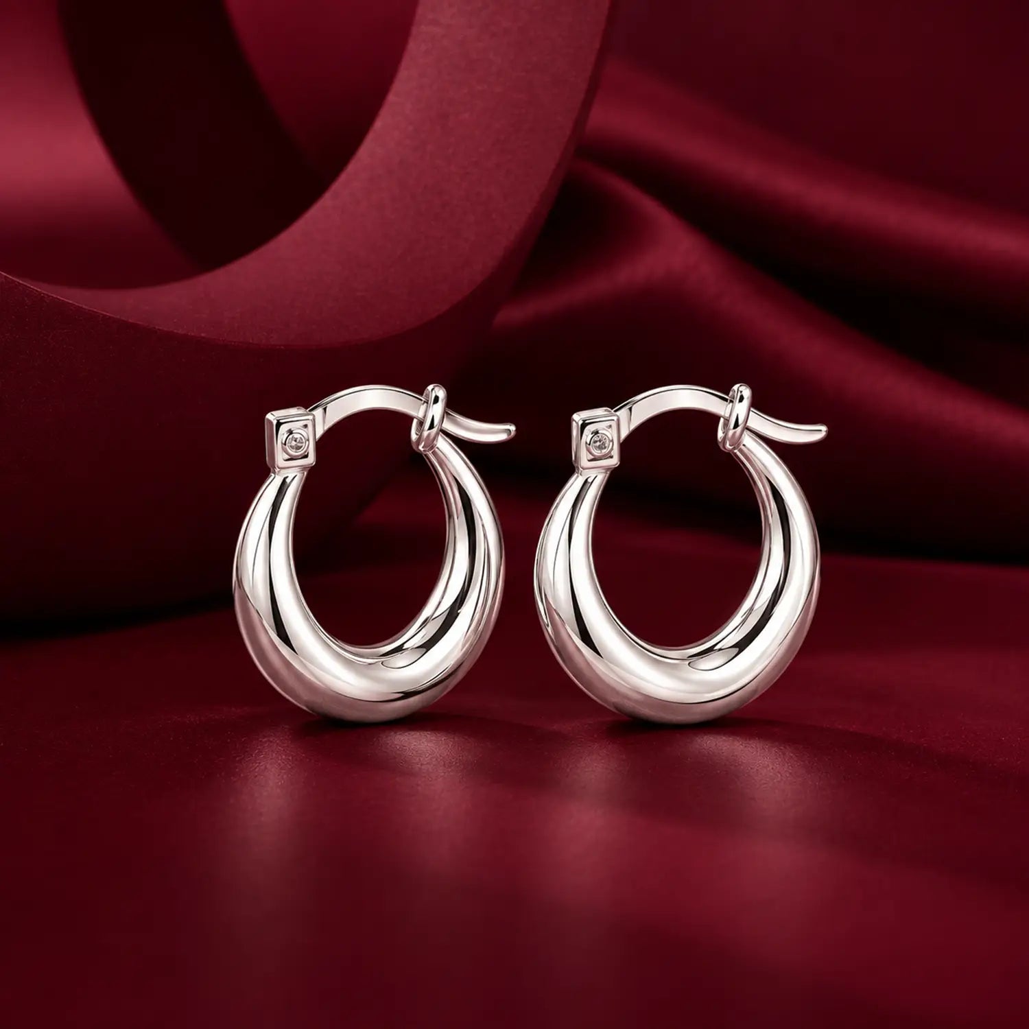 Elegant Sculpted Oval 925 Silver Hoop Earrings - Made With Pure 925 Silver