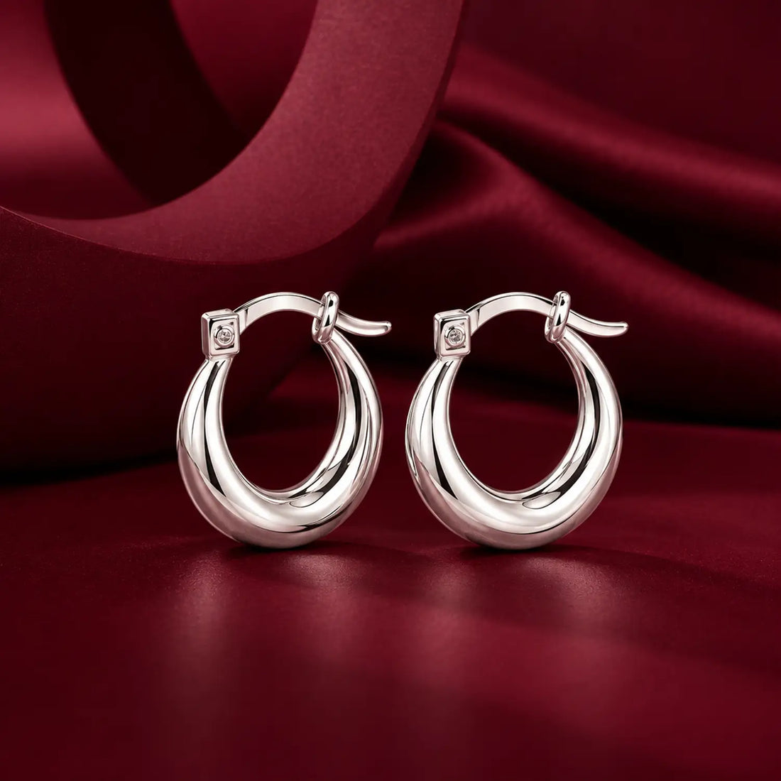 Elegant Sculpted Oval 925 Silver Hoop Earrings - Made With Pure 925 Silver