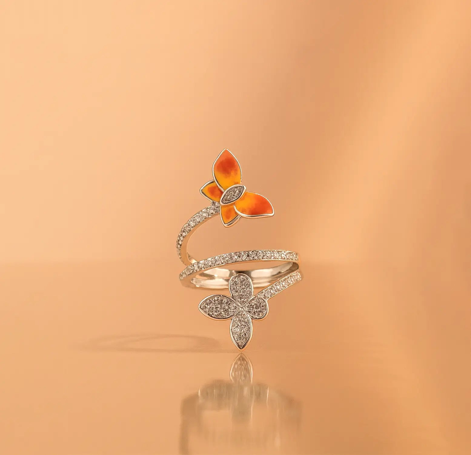 Silver Dual Butterfly Wrap Ring - Made With Pure 925 Silver