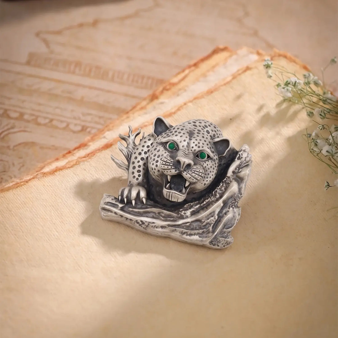 Leopard Head Designer Brooch - Made With Pure 925 Silver