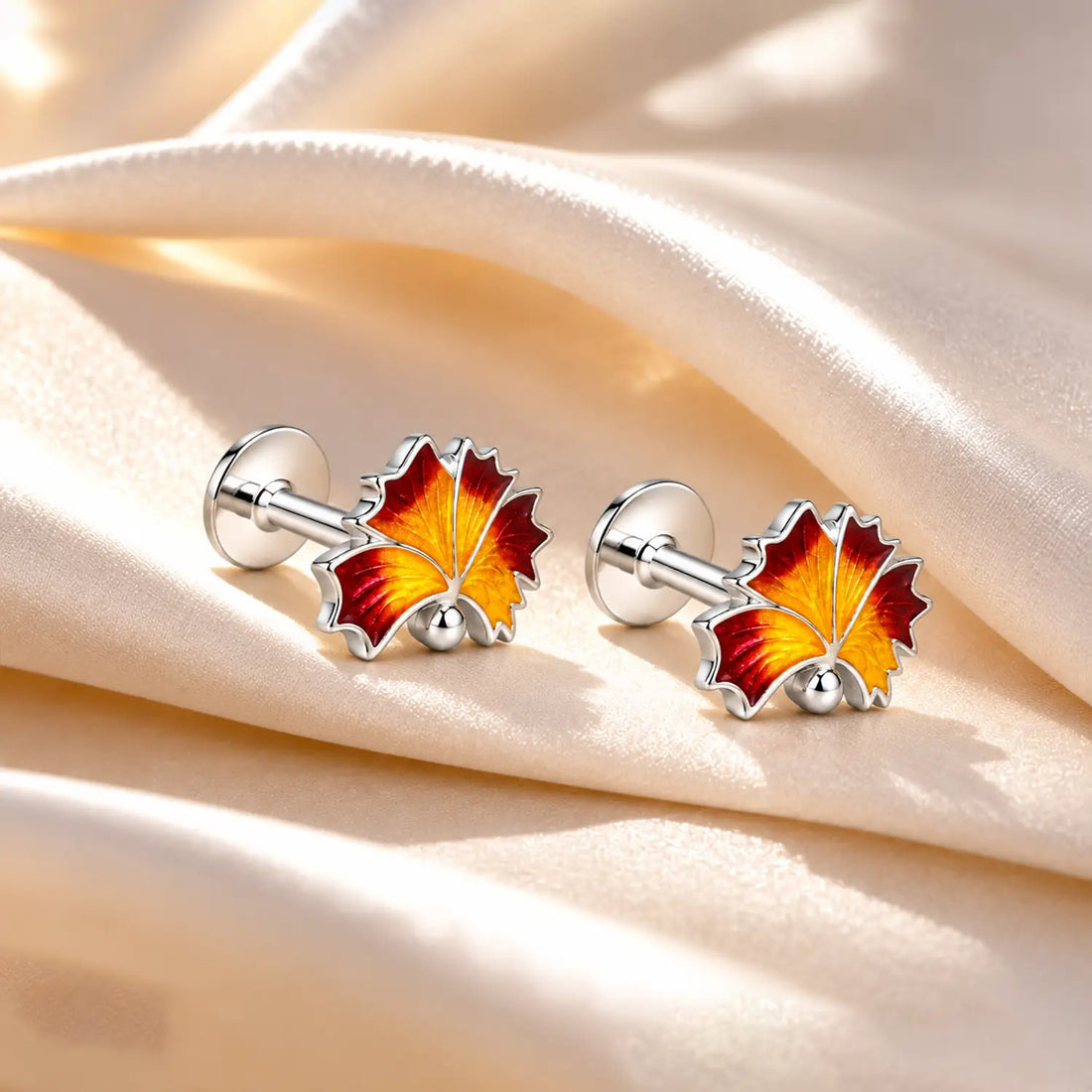 Blue Enamel Floral Silver Stud Earrings - Made With Pure 925 Silver