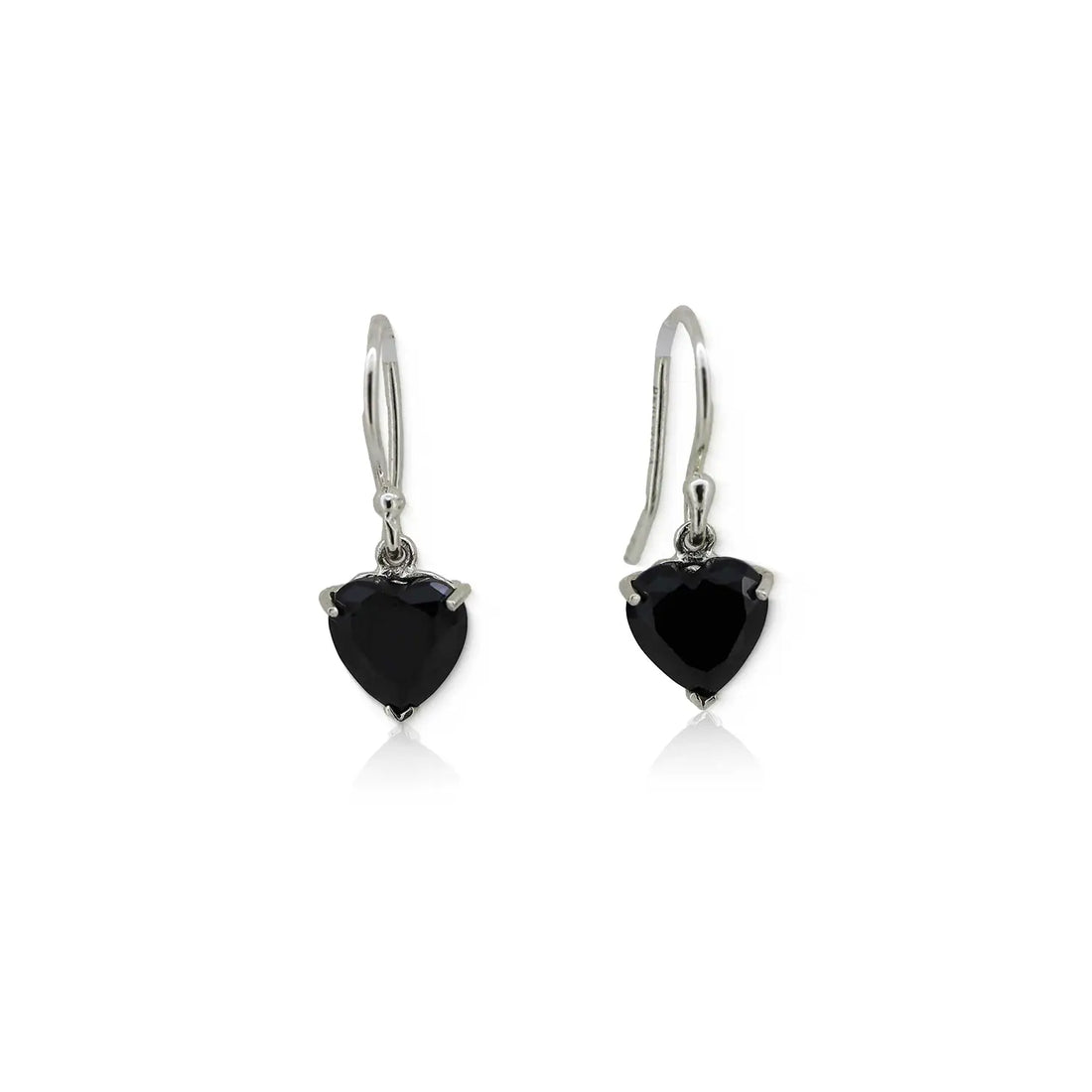 Pure Silver Black Heart Drop Earrings- Made With Pure 925 Silver