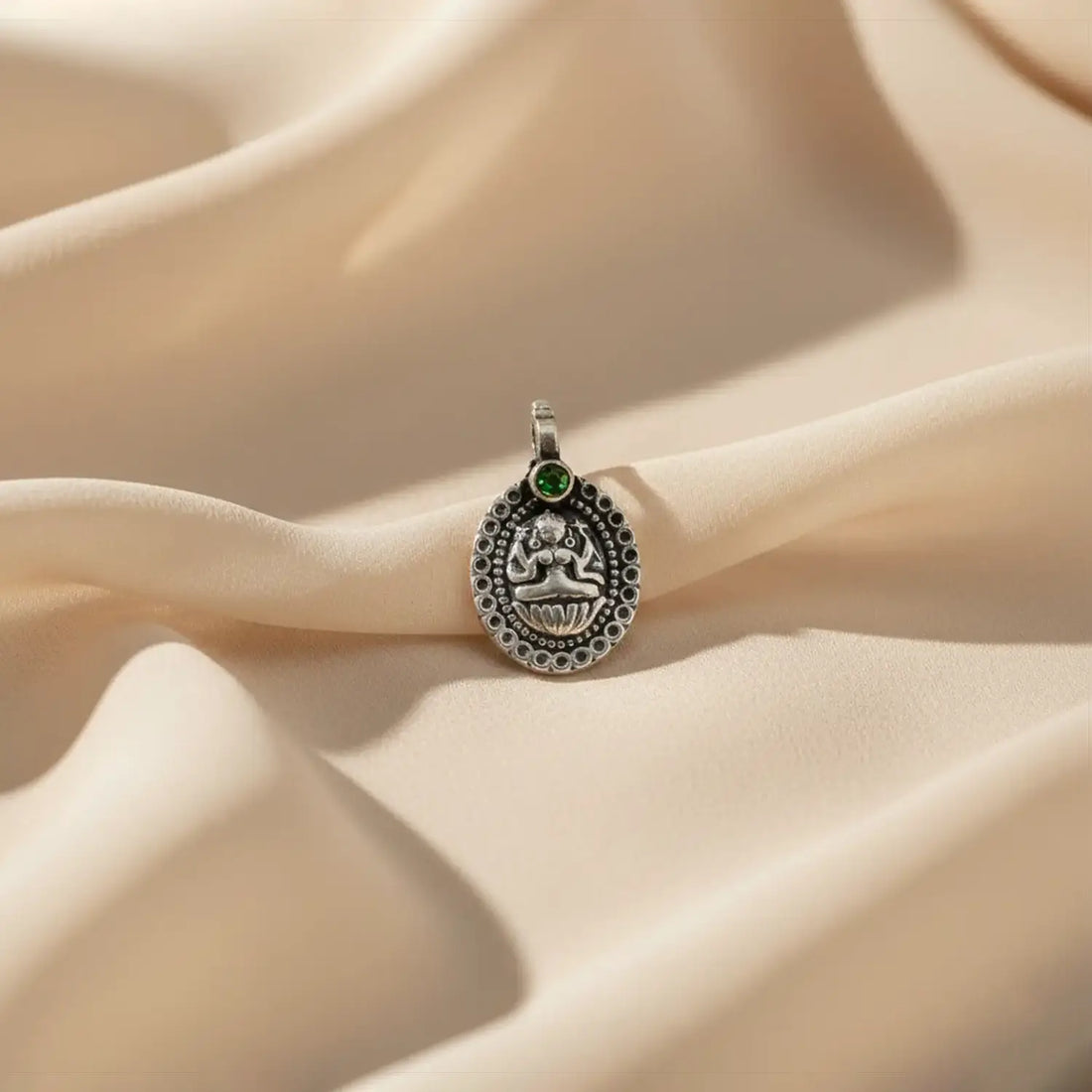 Pure Silver Goddes Laxmi Pendant- Made With Pure 925 Silver