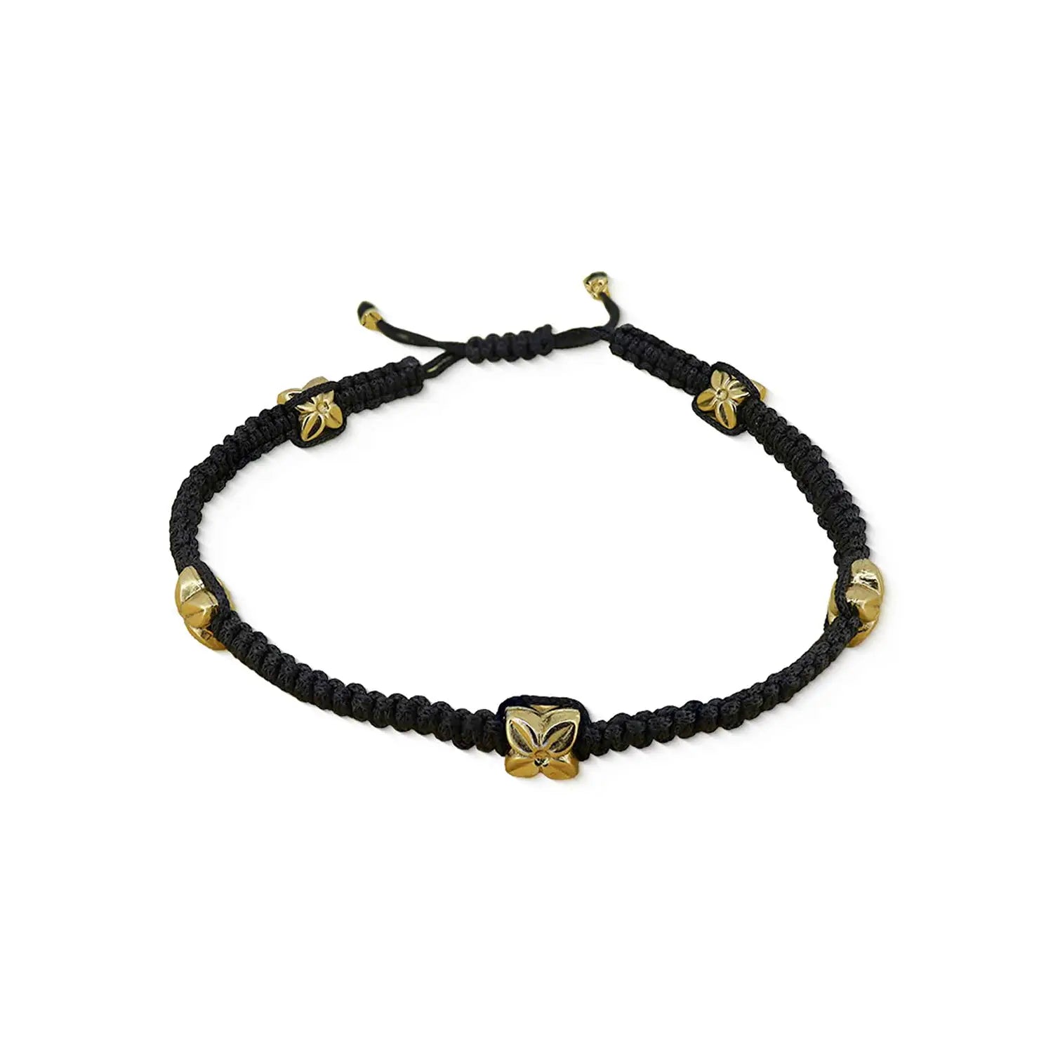 Black Thread Adjustable Silver Butterfly Charm Anklet (Single Piece)- Made With Pure 925 Silver