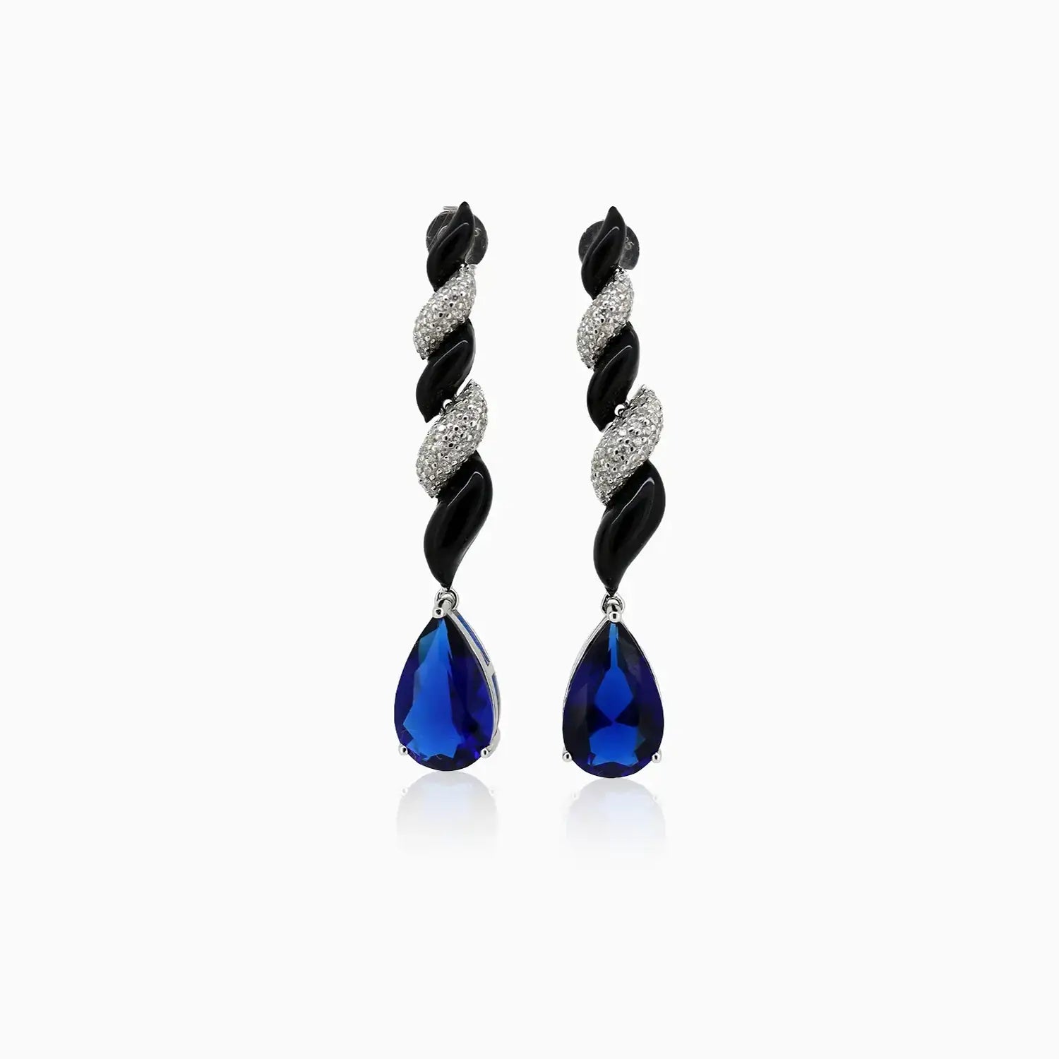 Elegant Sapphire Blue Teardrop Silver Earrings- Made With Pure 925 Silver