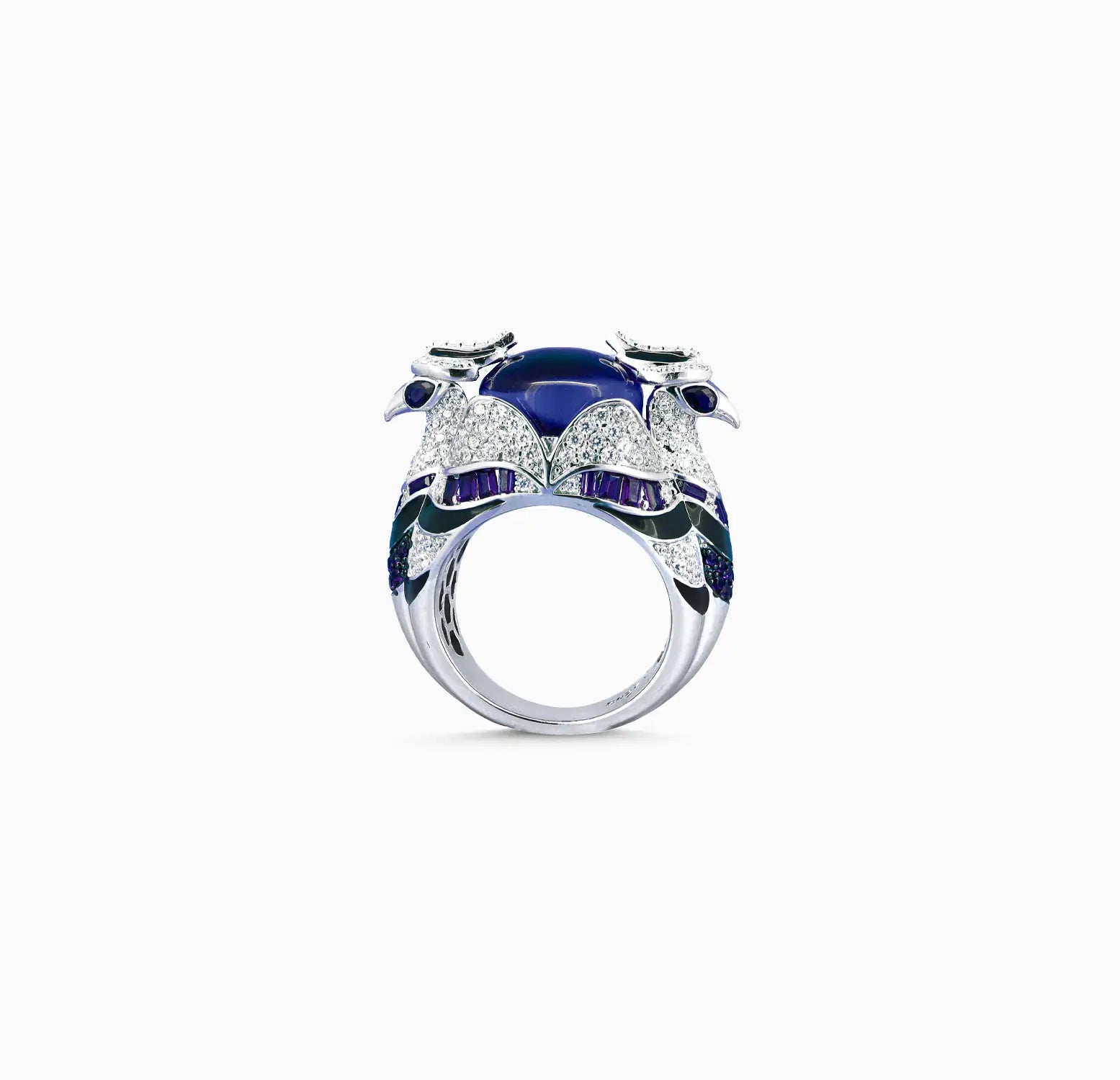 Pure Silver Blue Enamel & CZ Luxury Ring - Made With Pure 925 Silver