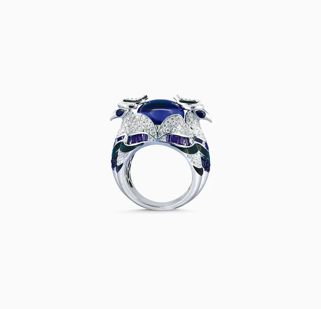 Pure Silver Blue Enamel & CZ Luxury Ring - Made With Pure 925 Silver