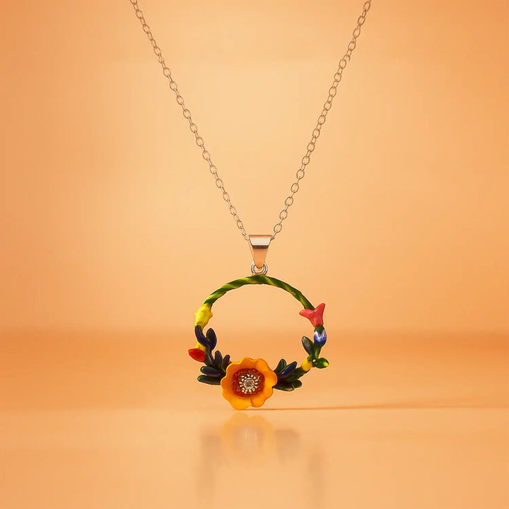 Floral Wreath Silver Necklace- Made With Pure 925 Silver