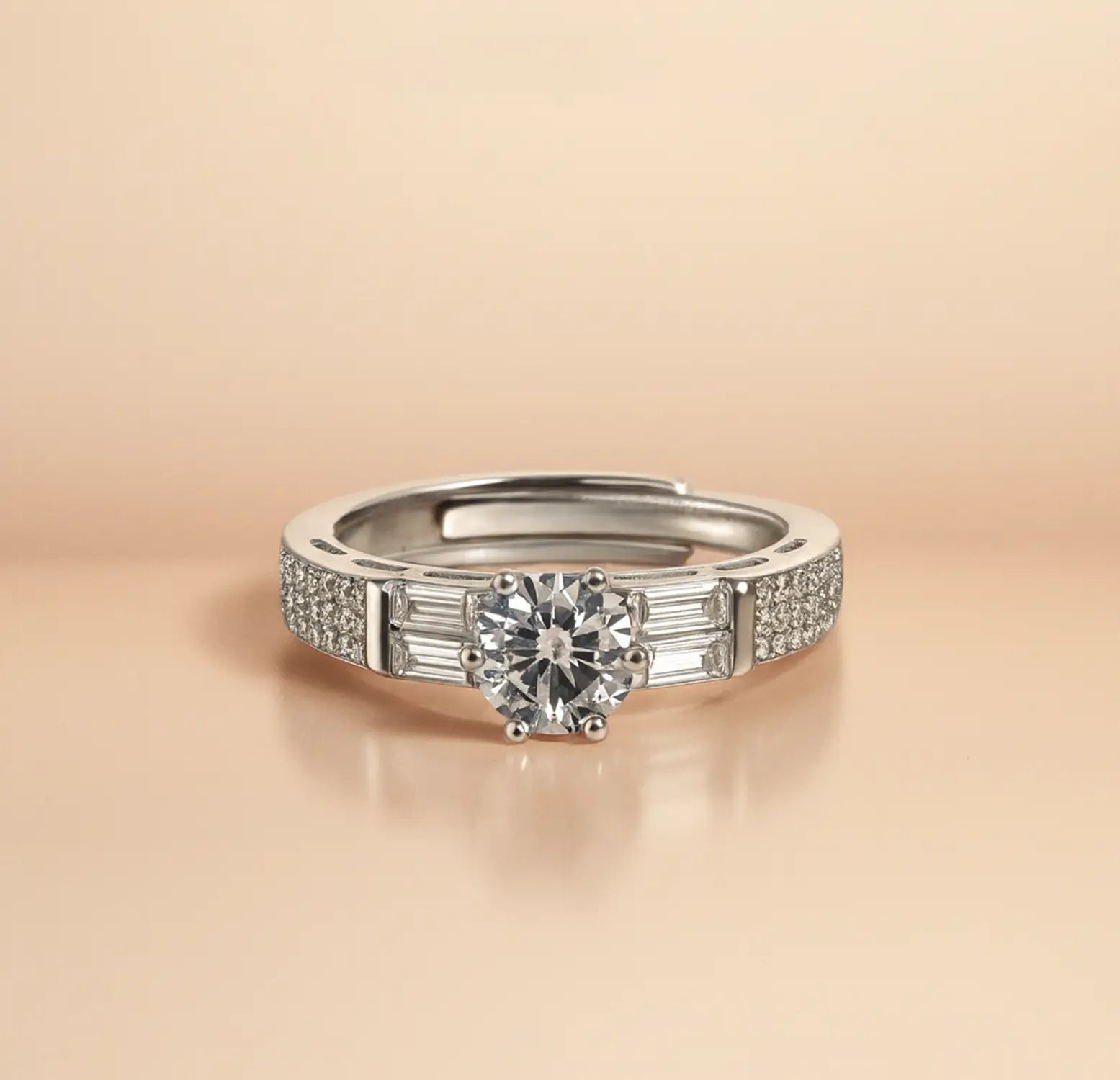 Elegant Silver Ring with Cubic Zirconia Stones - Made With Pure 925 Silver
