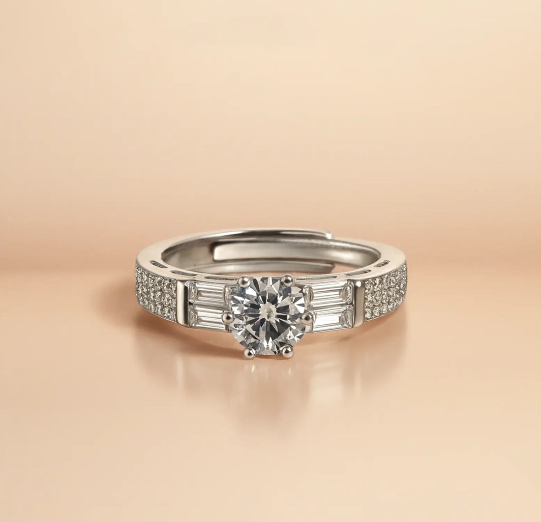 Elegant Silver Ring with Cubic Zirconia Stones - Made With Pure 925 Silver