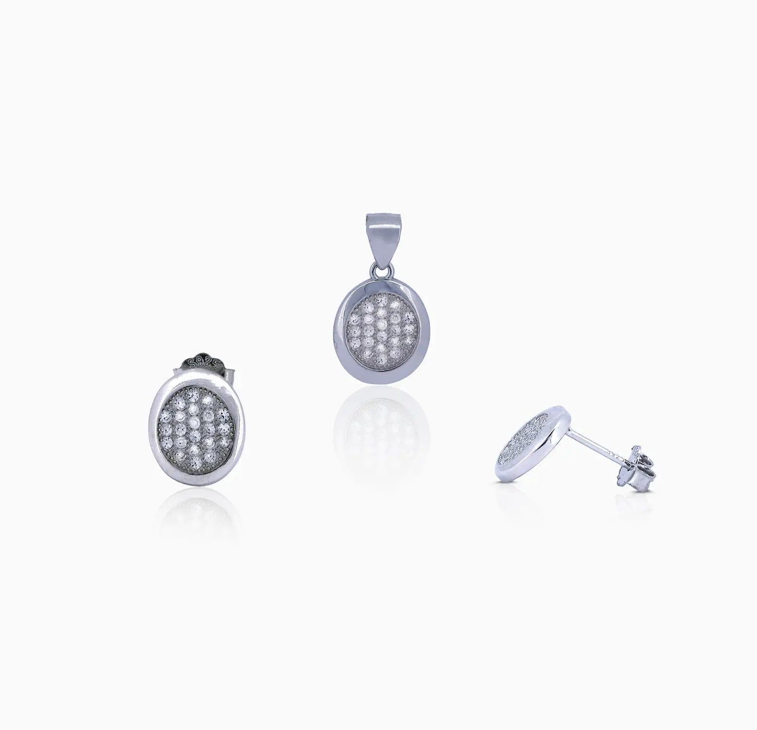 Elegant Silver Pendant & Earrings Set - Made With Pure 925 Silver