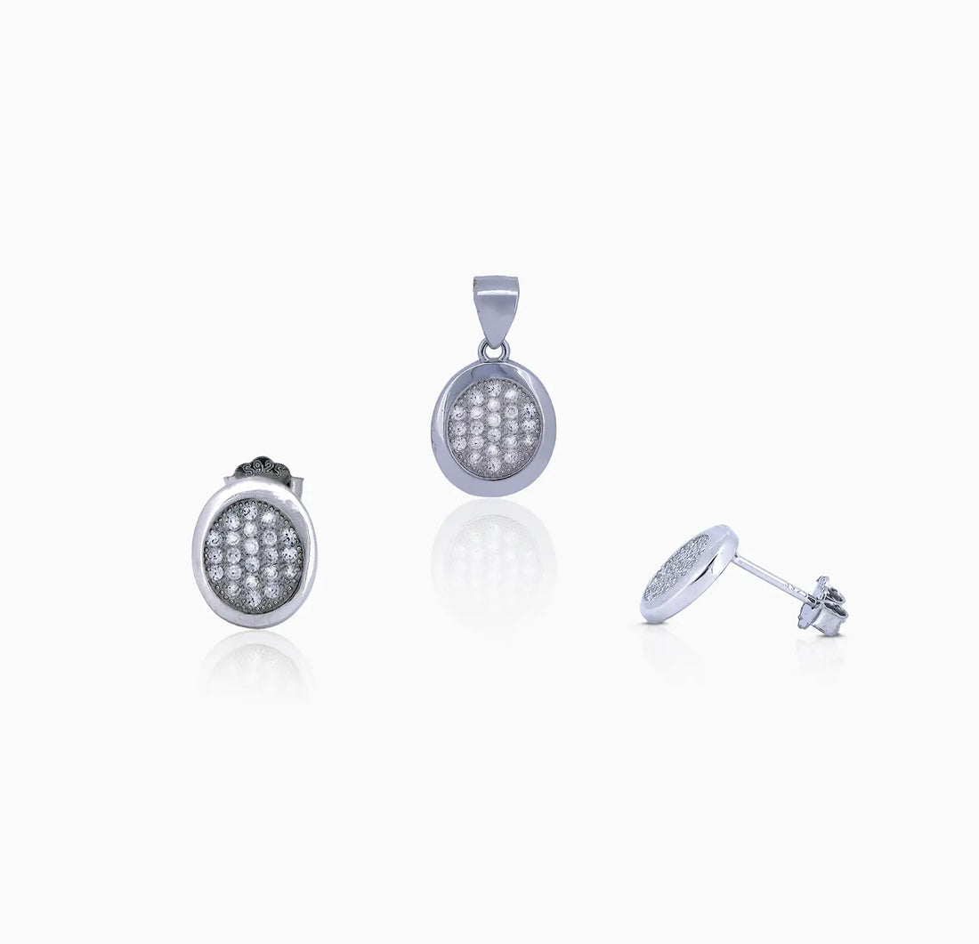 Elegant Silver Pendant & Earrings Set - Made With Pure 925 Silver