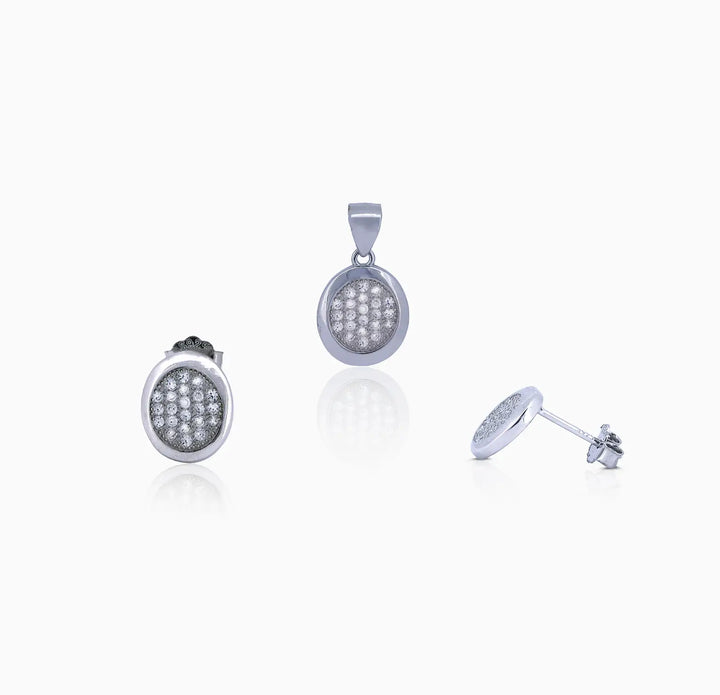 Elegant Silver Pendant & Earrings Set - Made With Pure 925 Silver