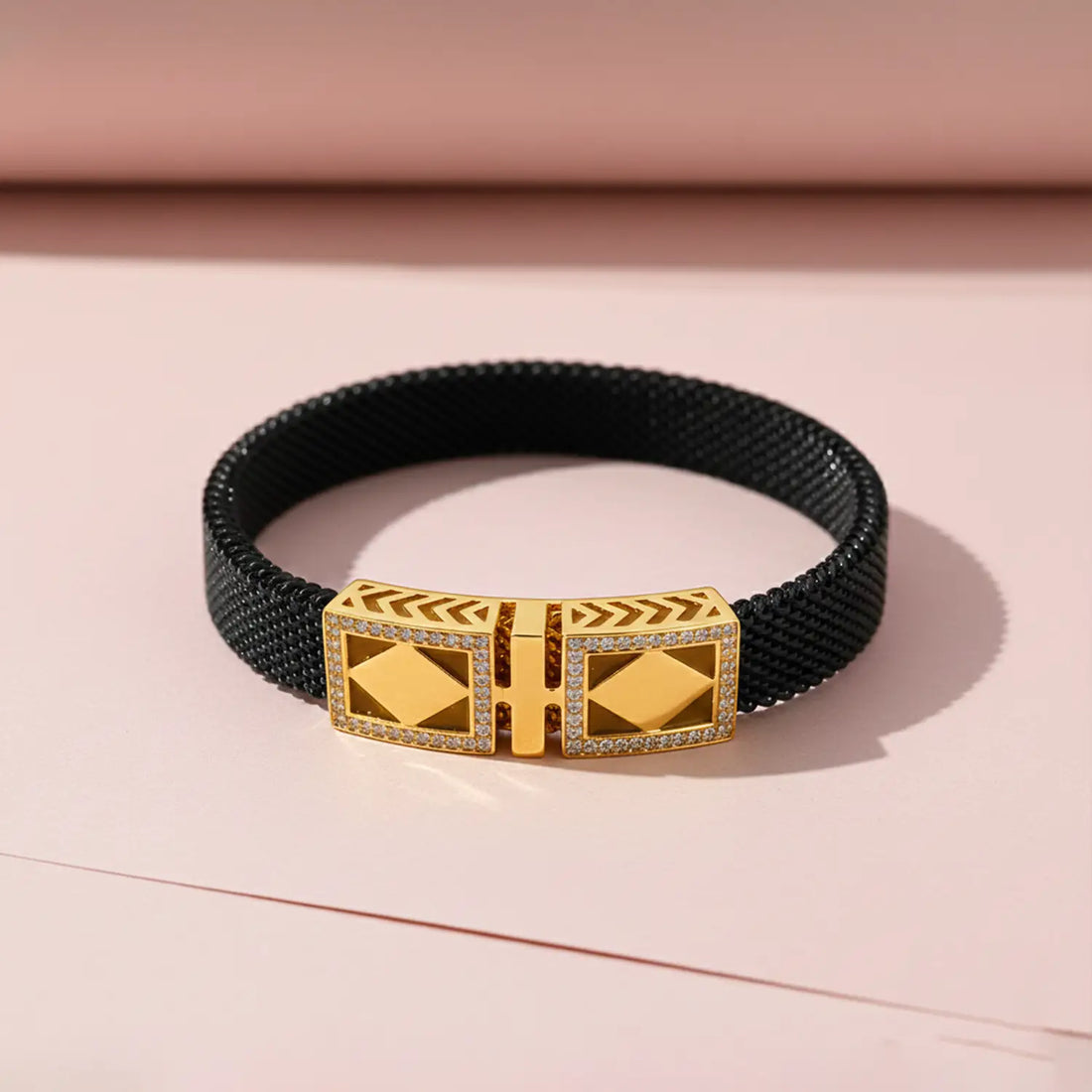 Silver Flexible Band Bracelet with Black Strap- Made With Pure 925 Silver