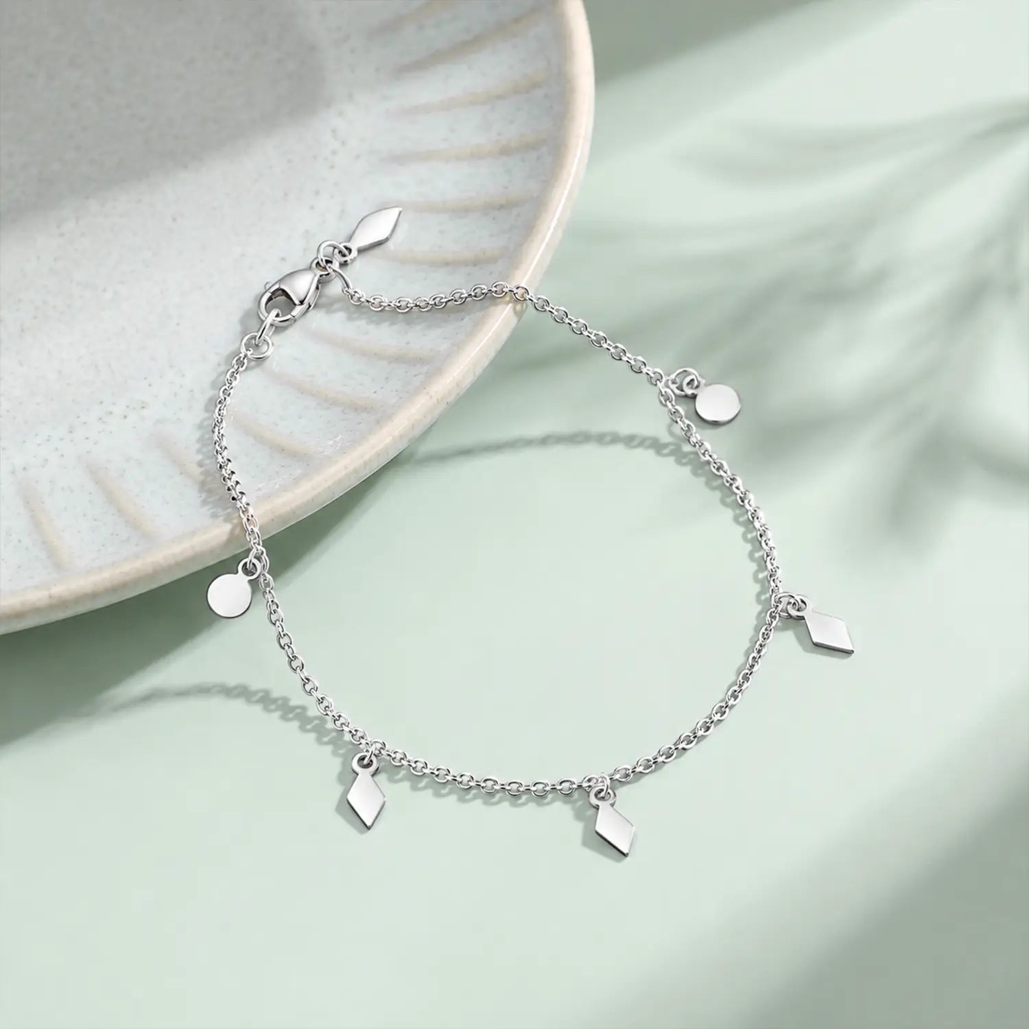 Charm Bracelet – Elegant Geometric Dangle Bracelet - Made With Pure 925 Silver