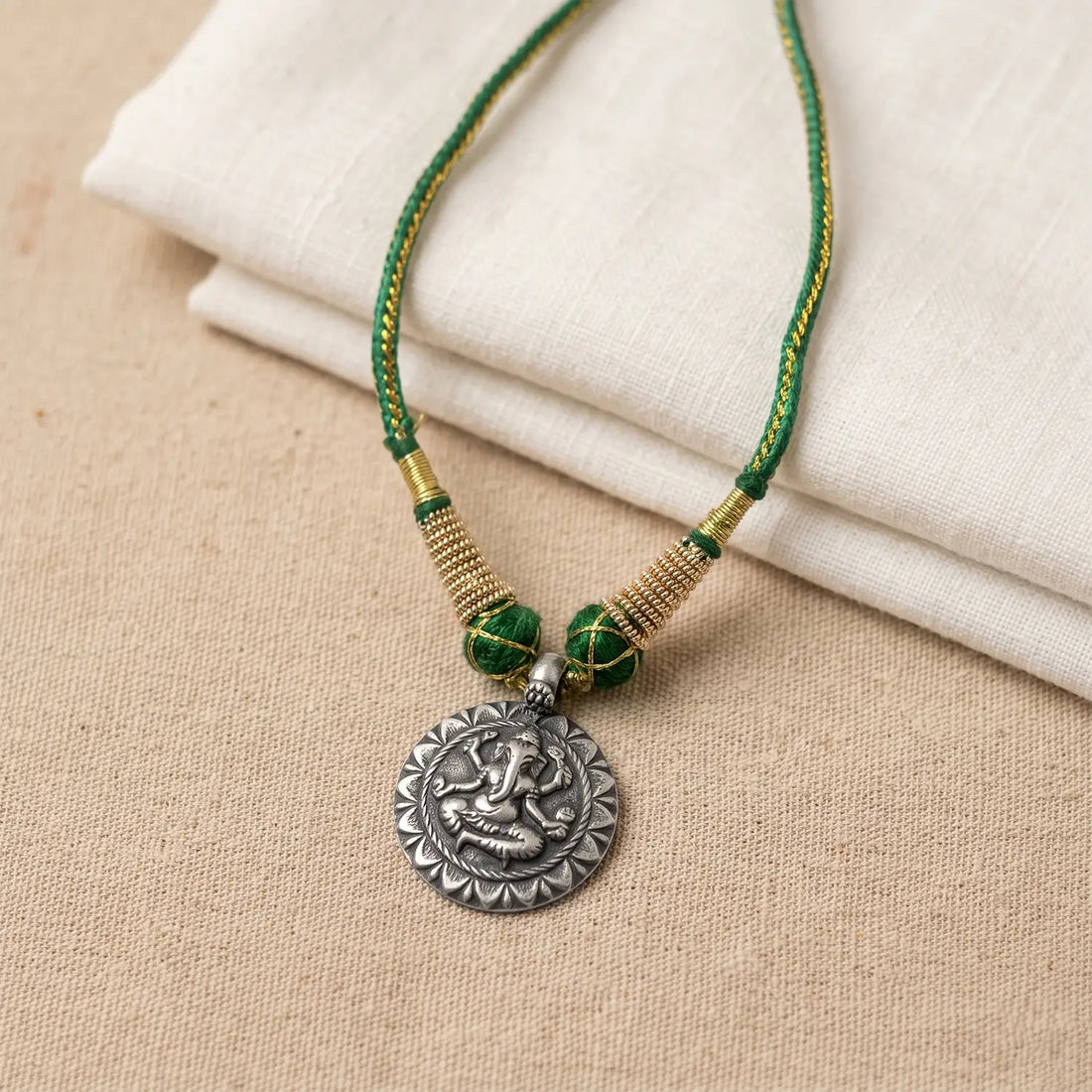 Sacred Dancing Ganesha Pure Silver Pendant - Made With Pure 925 Silver