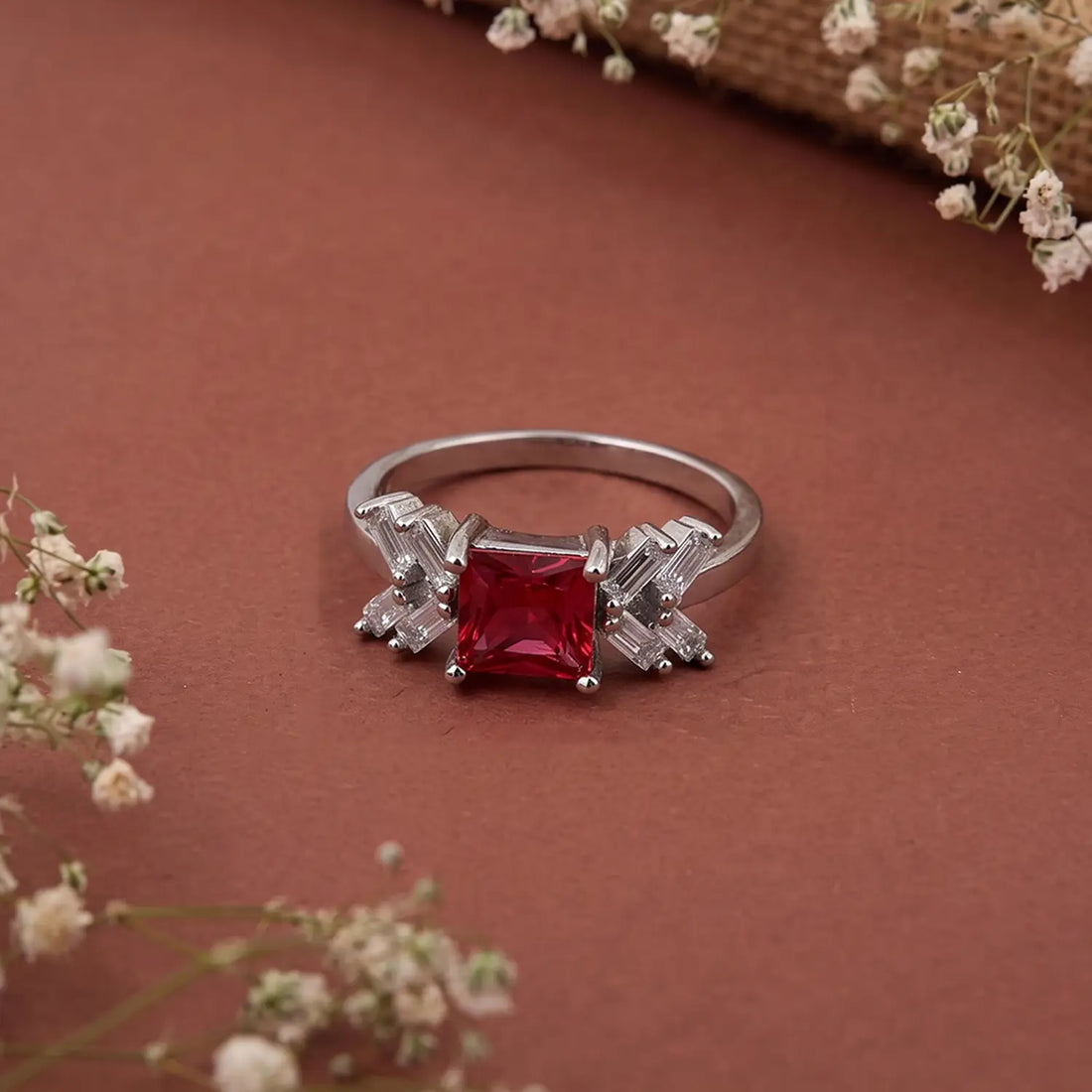 Ruby Spark Sterling Silver Statement Ring - Made With Pure 925 Silver