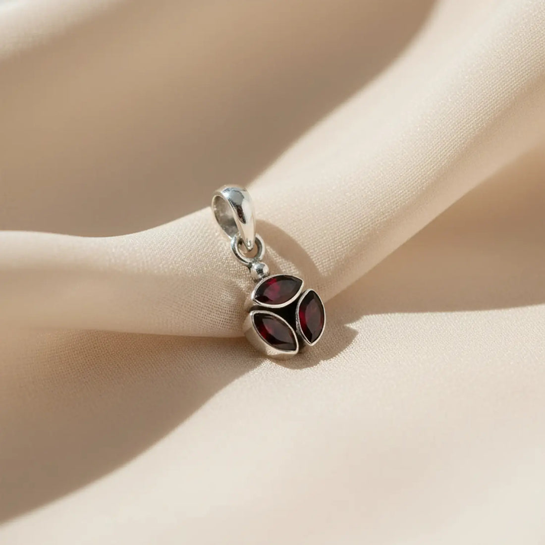 Pure Silver Garnet Pendant- Made With Pure 925 Silver