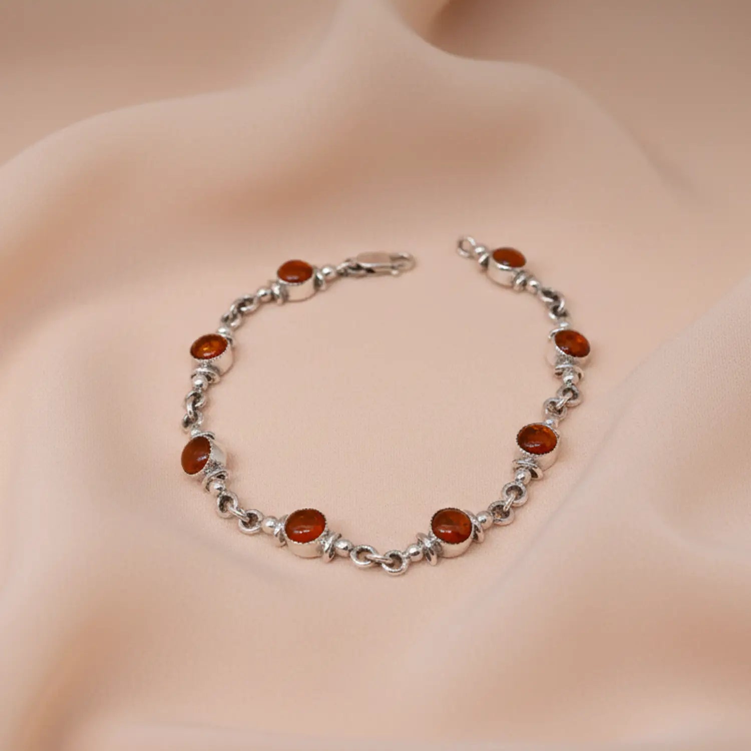 Red Garnet Oval-Link Sterling Silver Bracelet - Made With Pure 925 Silver