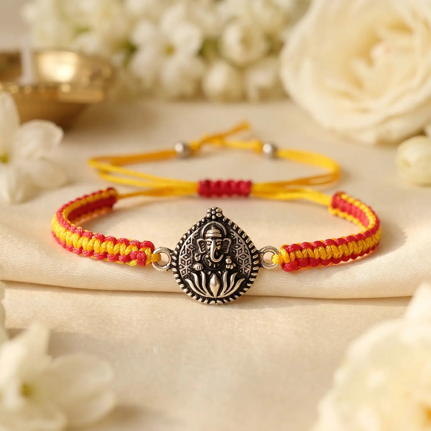 Shree Ganesh Silver Rakhi Bracelet - Made With Pure 925 Silver