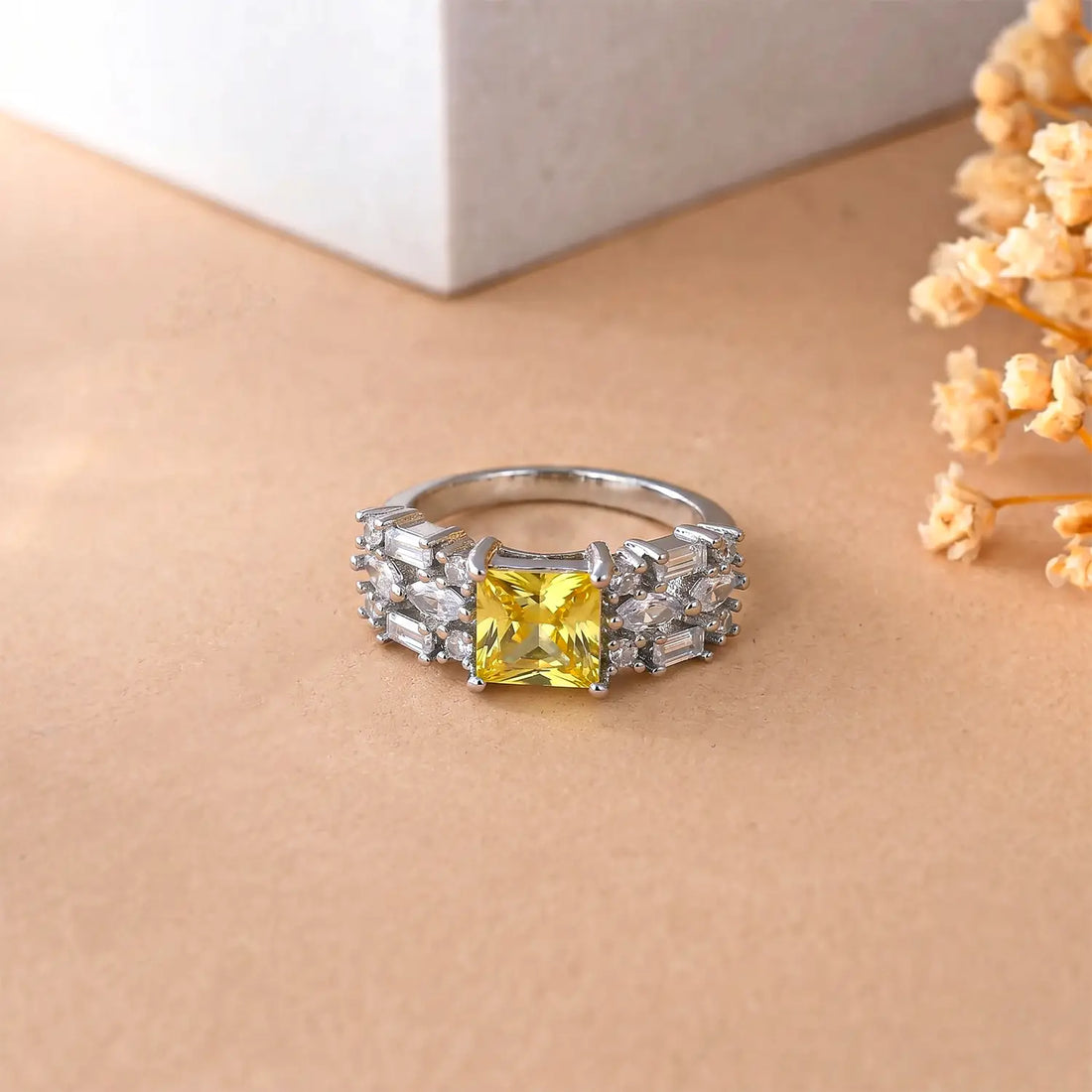 Golden Glow Pure Silver Ring - Made With Pure 925 Silver