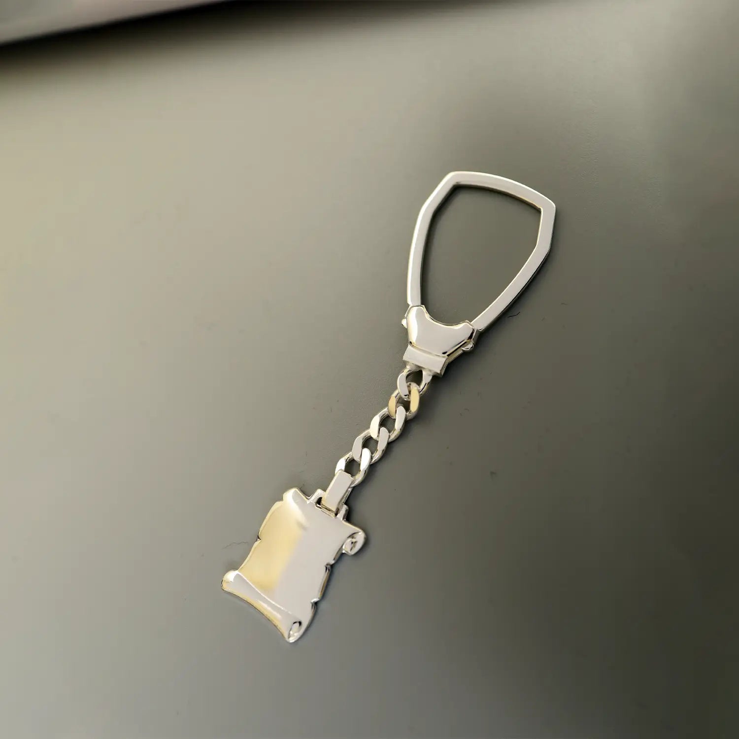 Pure Silver High Polished Scroll Key Chain - Made With Pure 925 Silver