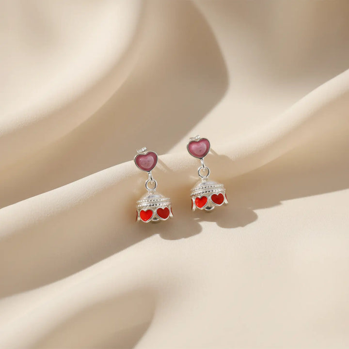 Romantic Heart Drop Pure Silver Jhumki Earrings- Made With Pure 925 Silver